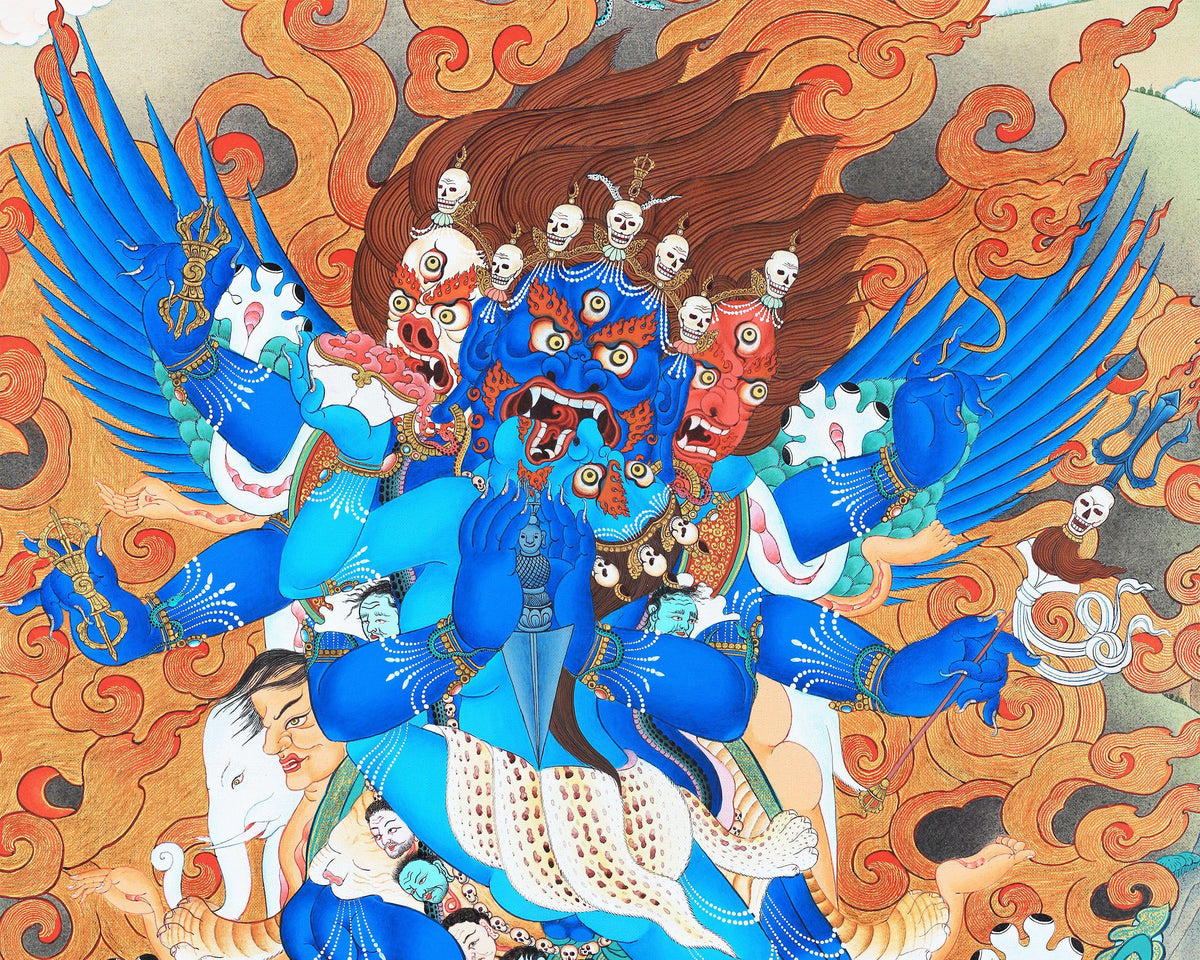 Vajrakilaya Thangka, Tibetan Thangka Painting, High Quality Giclee Canvas Print, Digital Print