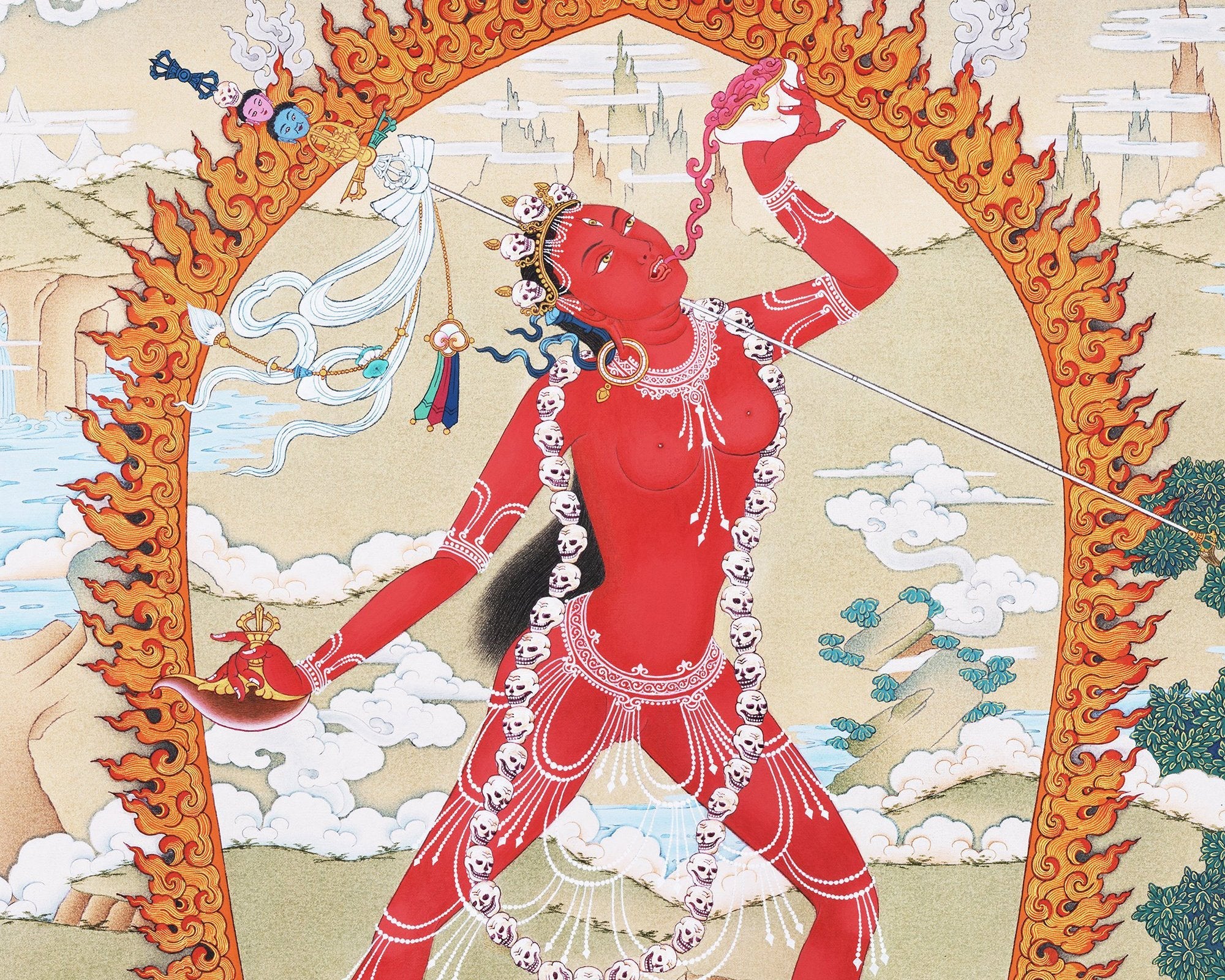 Vajrayogini, Dakini Thangka Painting Print, Tibetan Thangka Painting