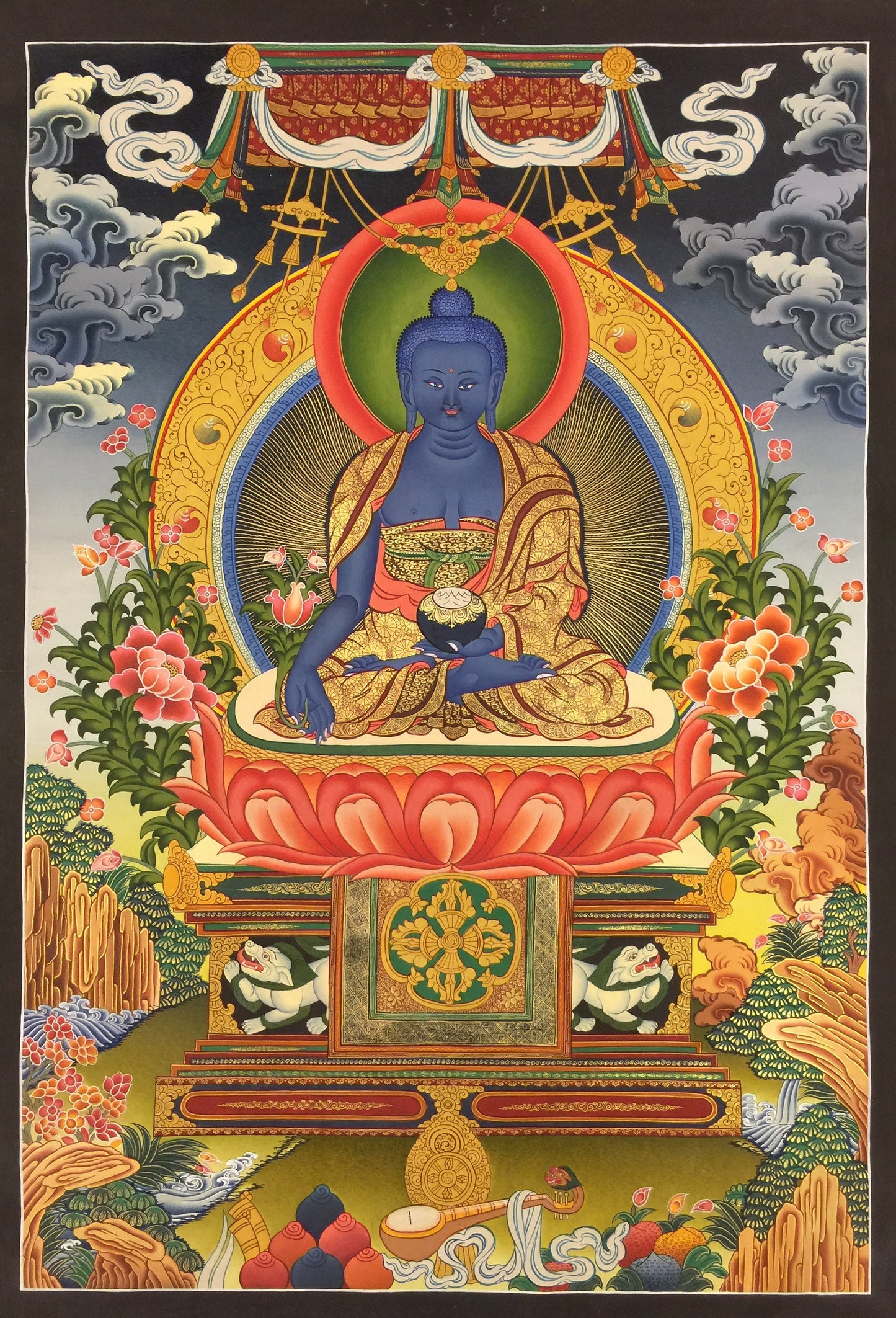 Fine Quality Thangka Of Medicine Buddha | Bhaisajyaguru