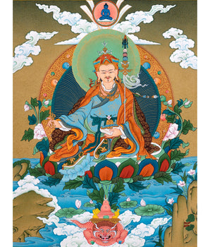 Guru Rinpoche Thangka | Traditional Tibetan Art in 24K Gold