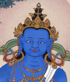 Vajradhara Thangka, Hand Painted Tibetan Painting in Natural Stone Colors, Buddha thangka painting, Karma Gadri
