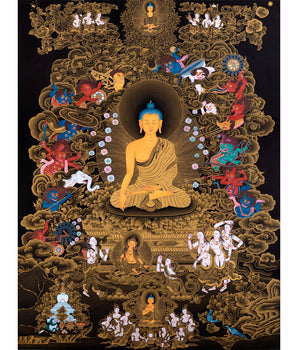Buddha Shakyamuni And Mara Thangka | Tibetan Hand Painted Art