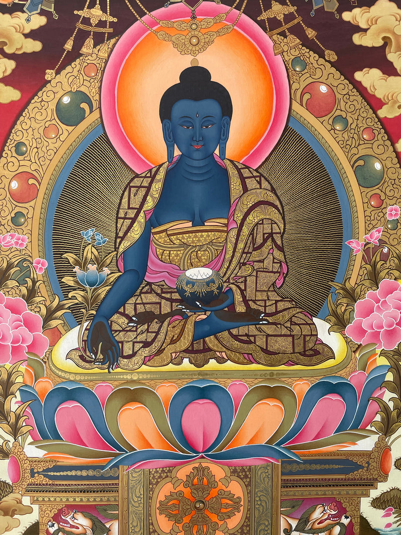 Original Hand painted Medicine Buddha Thangka | Tibetan Art