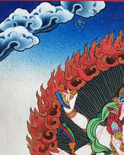 White Six armed Mahakala Thangka | Art Painting