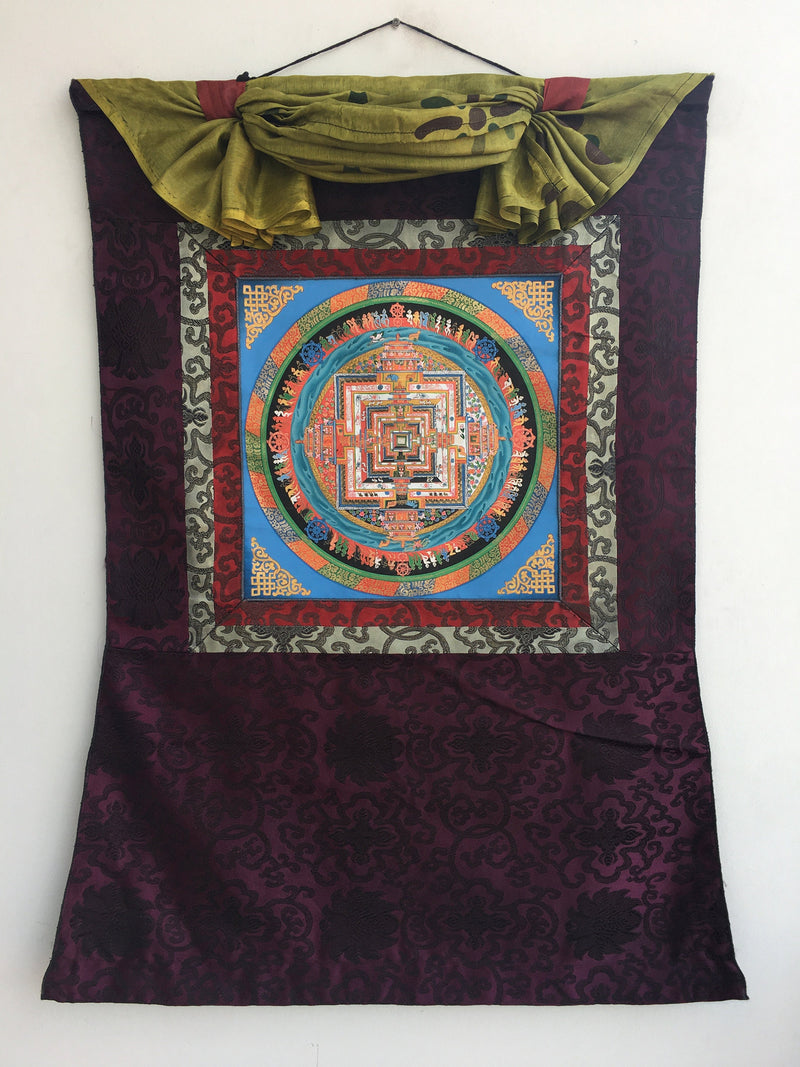 Kalachakra Blue Themed Mandala | Buddhist Art for Meditation