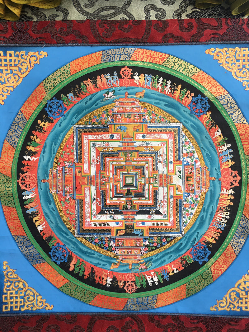 Kalachakra Blue Themed Mandala | Buddhist Art for Meditation