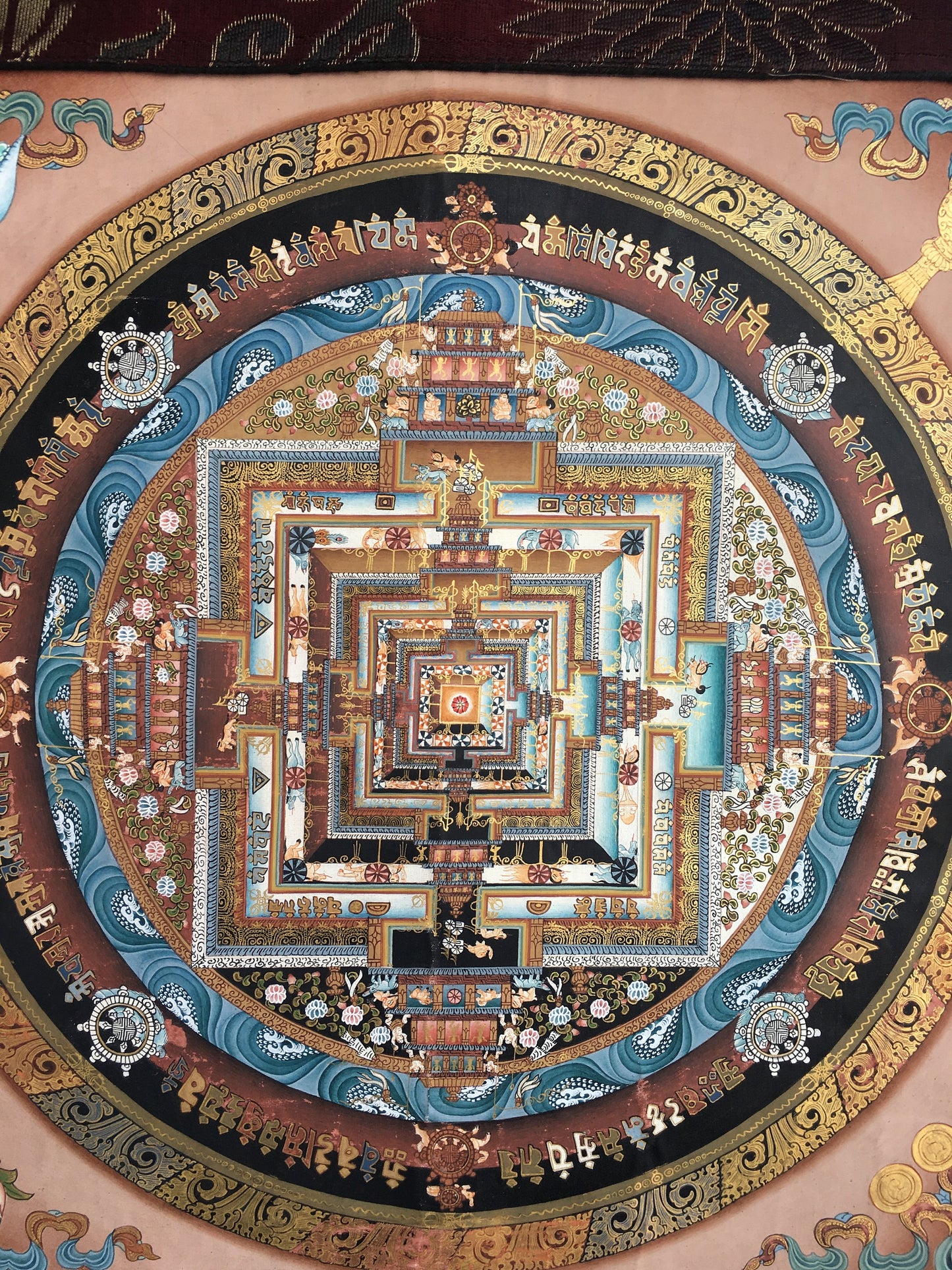 Brocade Mounted Kalachakra Mandala | Tibetan Thangka Art Nepal