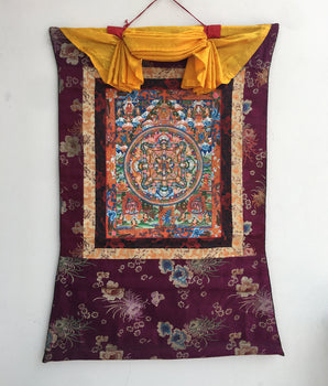 Brocaded Vajrapani Mandala Thangka | Religious Buddhist Painting