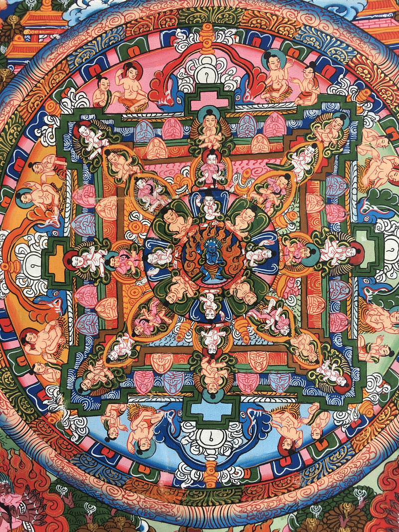 Brocaded Vajrapani Mandala Thangka | Religious Buddhist Painting