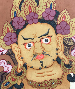 Traditional Dzambala Thangka | Original Tibetan Handpaintings | Religious Wall Hanging Decor