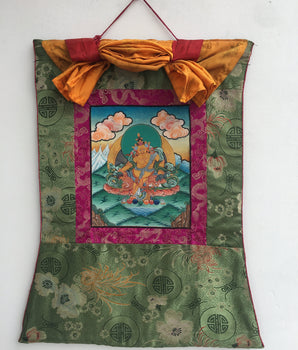 Small Yellow Dzambala Thangka | God of Wealth