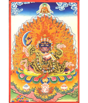 Two armed Bernagchen Mahakala Thangka Painting | Mahakala Deity