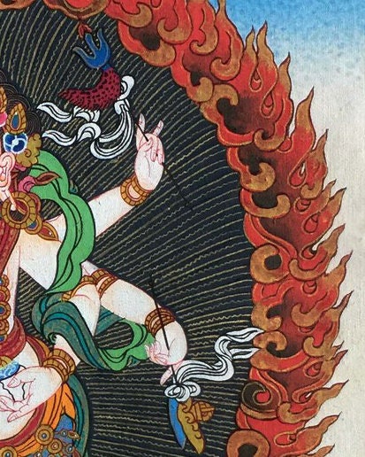 White Six armed Mahakala Thangka | Art Painting