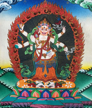 White Six armed Mahakala Thangka | Art Painting