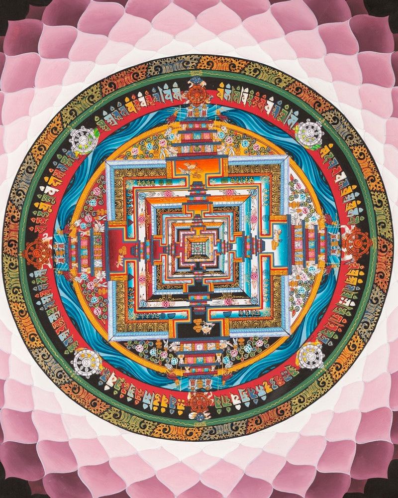 Buddhist Kalachara Mandala Thangka | Orginal Mandala Thangka Painting | Genuine Hand Painted  Tibetan Lotus Mandala | Buddhist Mandala