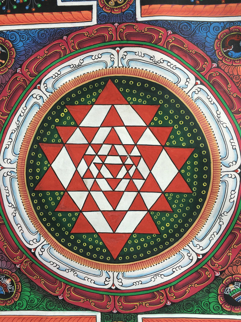 Shri Yantra Mandala Thangka | Brocade Mounted Himalayan Art