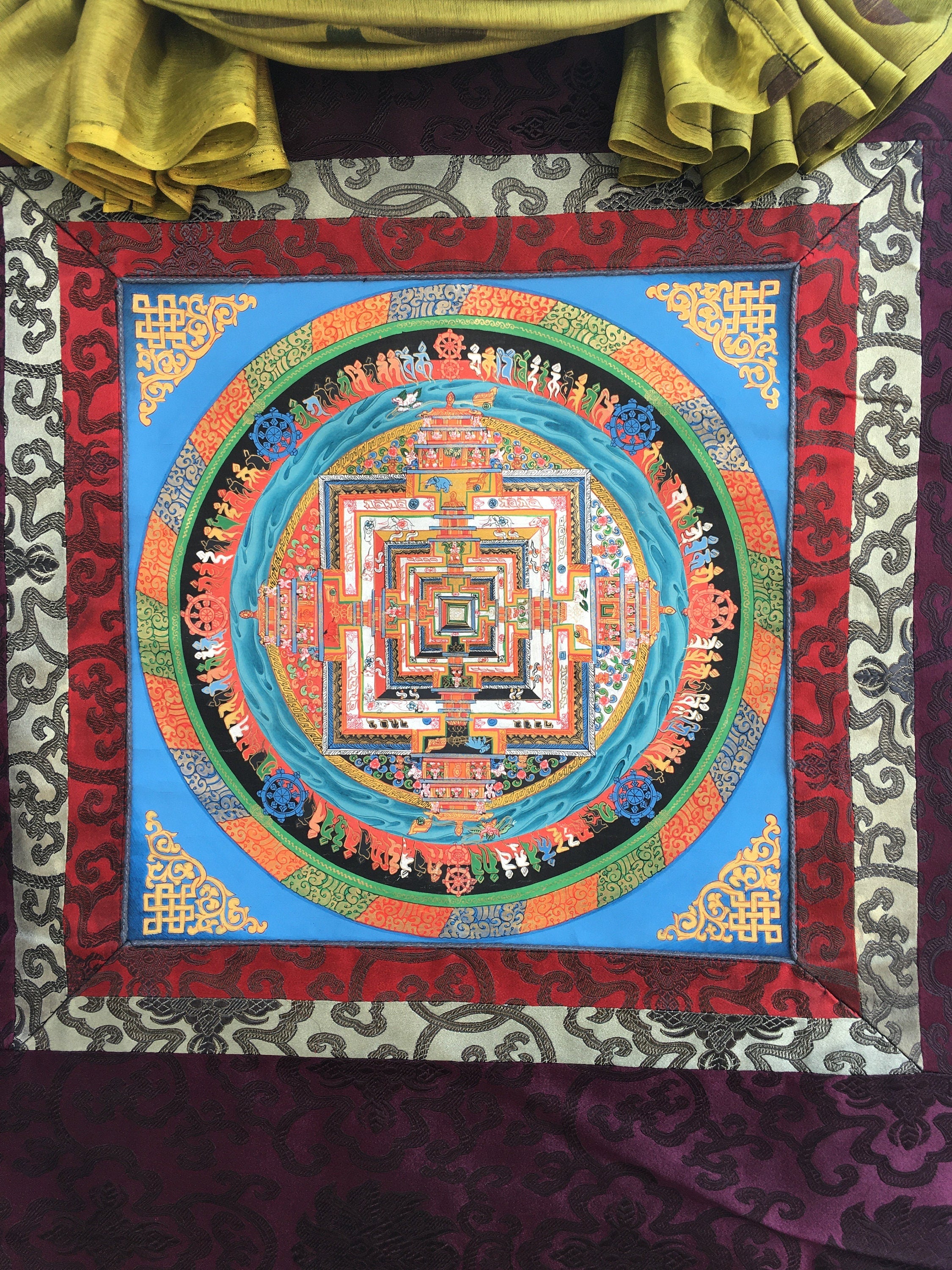 Kalachakra Blue Themed Mandala | Buddhist Art for Meditation