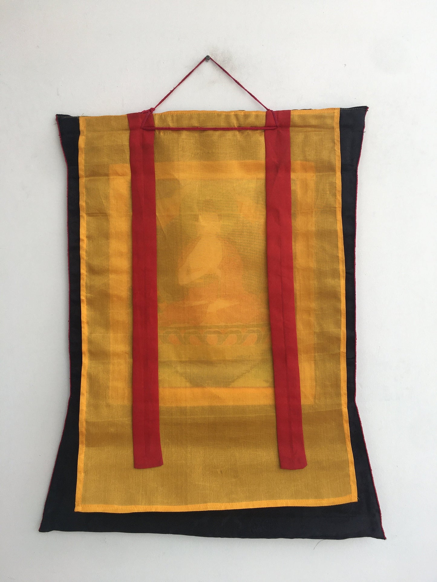 Small sized Vairochana Buddha Brocade Mounted | Original Hand Painted Tibetan Art