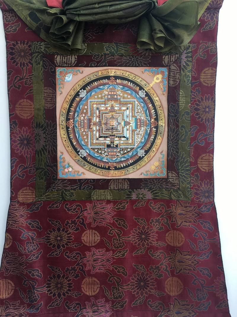 Brocade Mounted Kalachakra Mandala | Tibetan Thangka Art Nepal