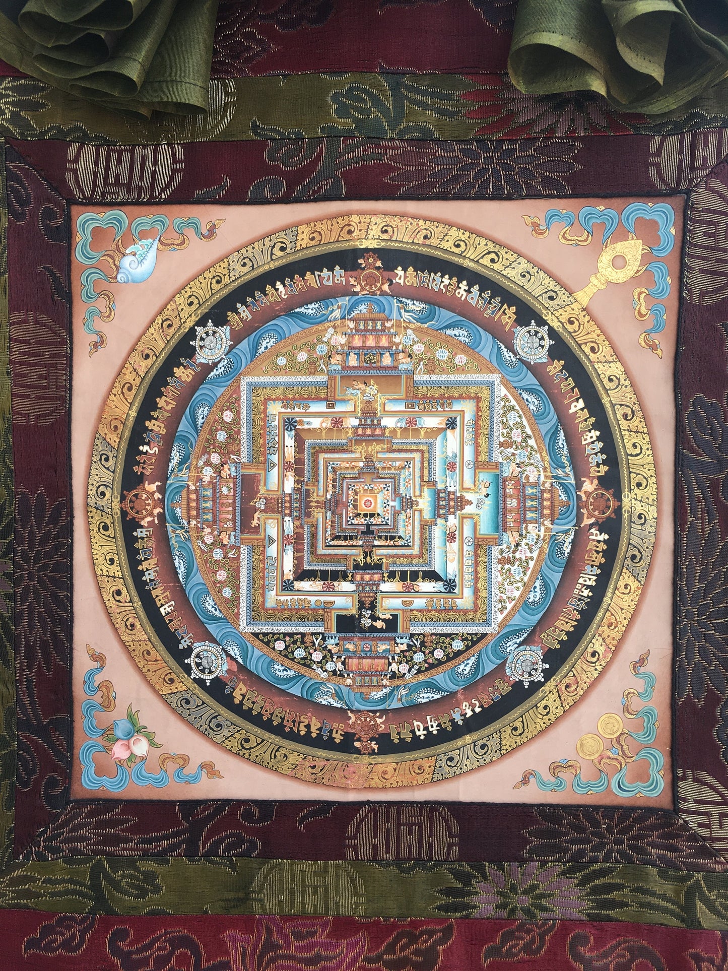 Brocade Mounted Kalachakra Mandala | Tibetan Thangka Art Nepal