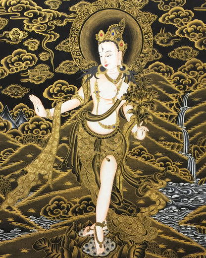 White Tara Thangka  | Tibetan Buddhist Deity Dolkar