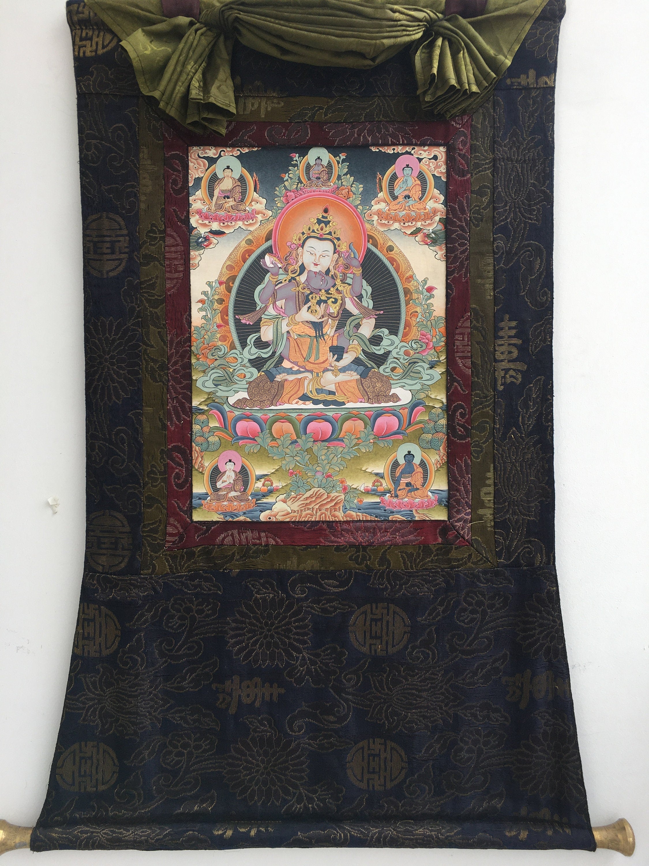 Dorje Sempa Yabyum |Brocade Mounted Original Hand Painted Thangka