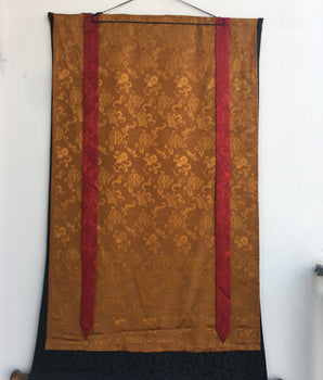 Dzambala Thangka Painting | Brocade Mounted Dzambhala Mantra