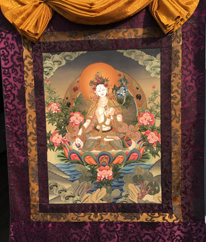 Tara Brocade Mounted Thangka  | Spiritual Gift for Buddhists
