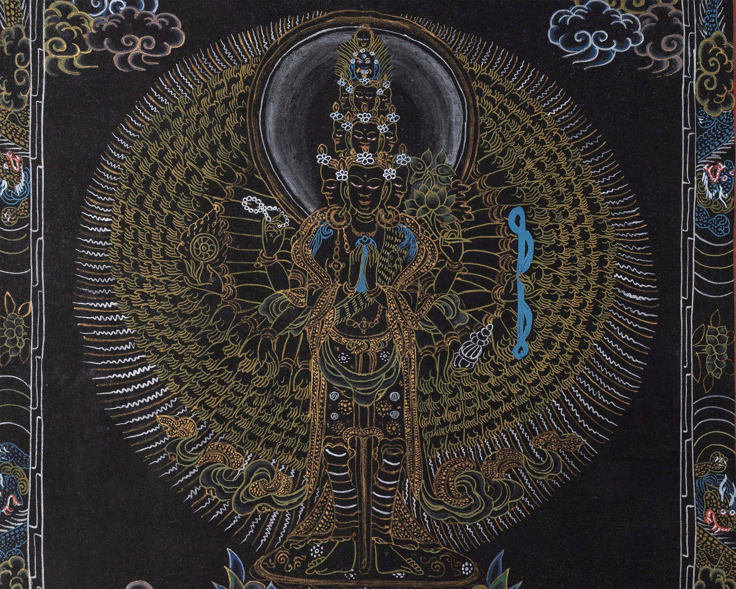 1000 Armed Avalokiteshvara Thangka | Buddhist Bodhisattva Handpaint | Wall Decor