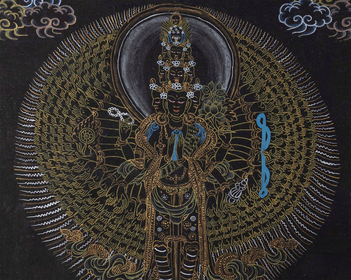 1000 Armed Avalokiteshvara Thangka | Buddhist Bodhisattva Handpaint | Wall Decor