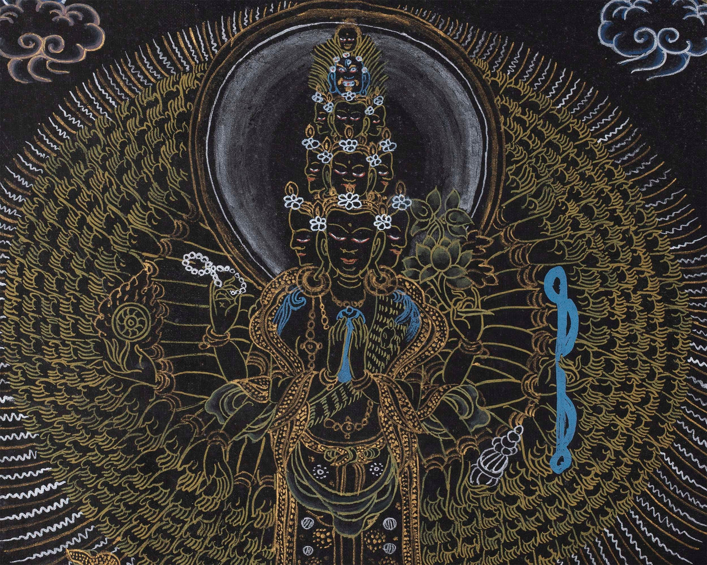 1000 Armed Avalokiteshvara Thangka | Buddhist Bodhisattva Handpaint | Wall Decor