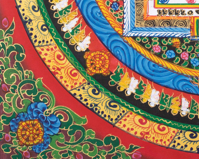 Buddhist Kalachakra Mandala Thangka | Hand Painted On Cotton Canvas | Wall Decorations