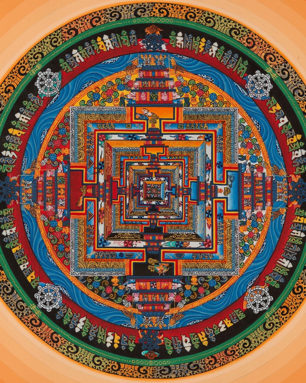 FineQuality Kalachakra Mandala | Mandala with Orange Halo