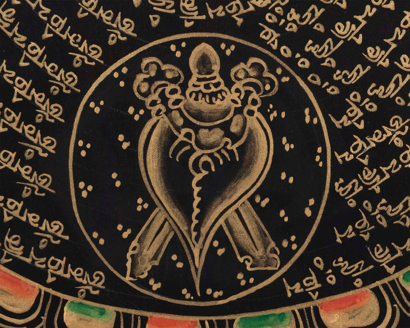 Auspicious Mantra Mandala | Buddhist Handpainted Art | Religious Wall Hanging Decor