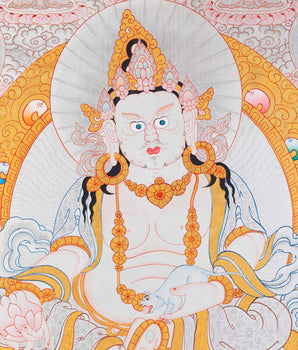 Yellow Dzambhala Mantra | Original Hand-painted Dzambala Thangka Painting