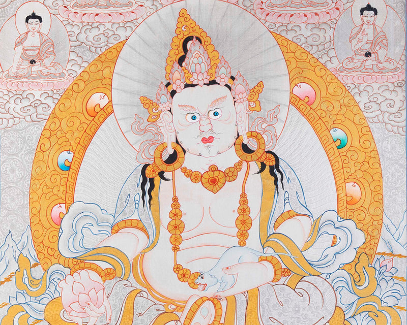 Yellow Dzambhala Mantra | Original Hand-painted Dzambala Thangka Painting