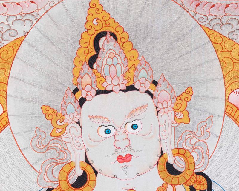 Yellow Dzambhala Mantra | Original Hand-painted Dzambala Thangka Painting