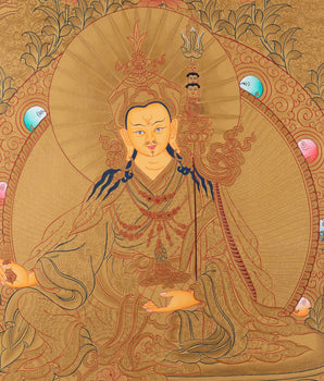 Original Hand painted Guru Rinpoche Thangka | Spiritual Art for Yoga meditation