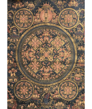 Pancha Buddha Mandala | Unique Oil Painted Mandala Painting
