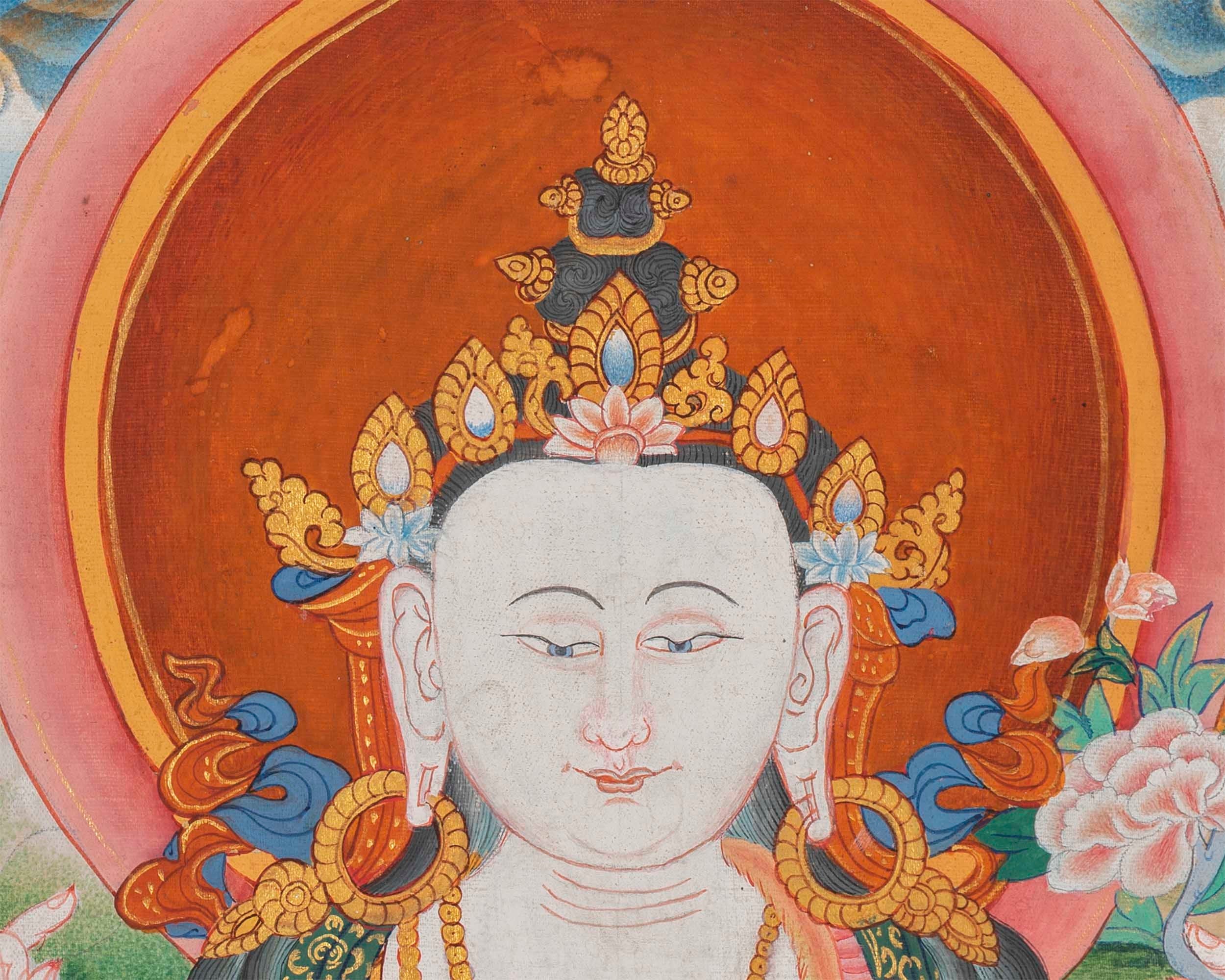 Brocade Chengrezig Thanka |  Buddhist Wall hanging