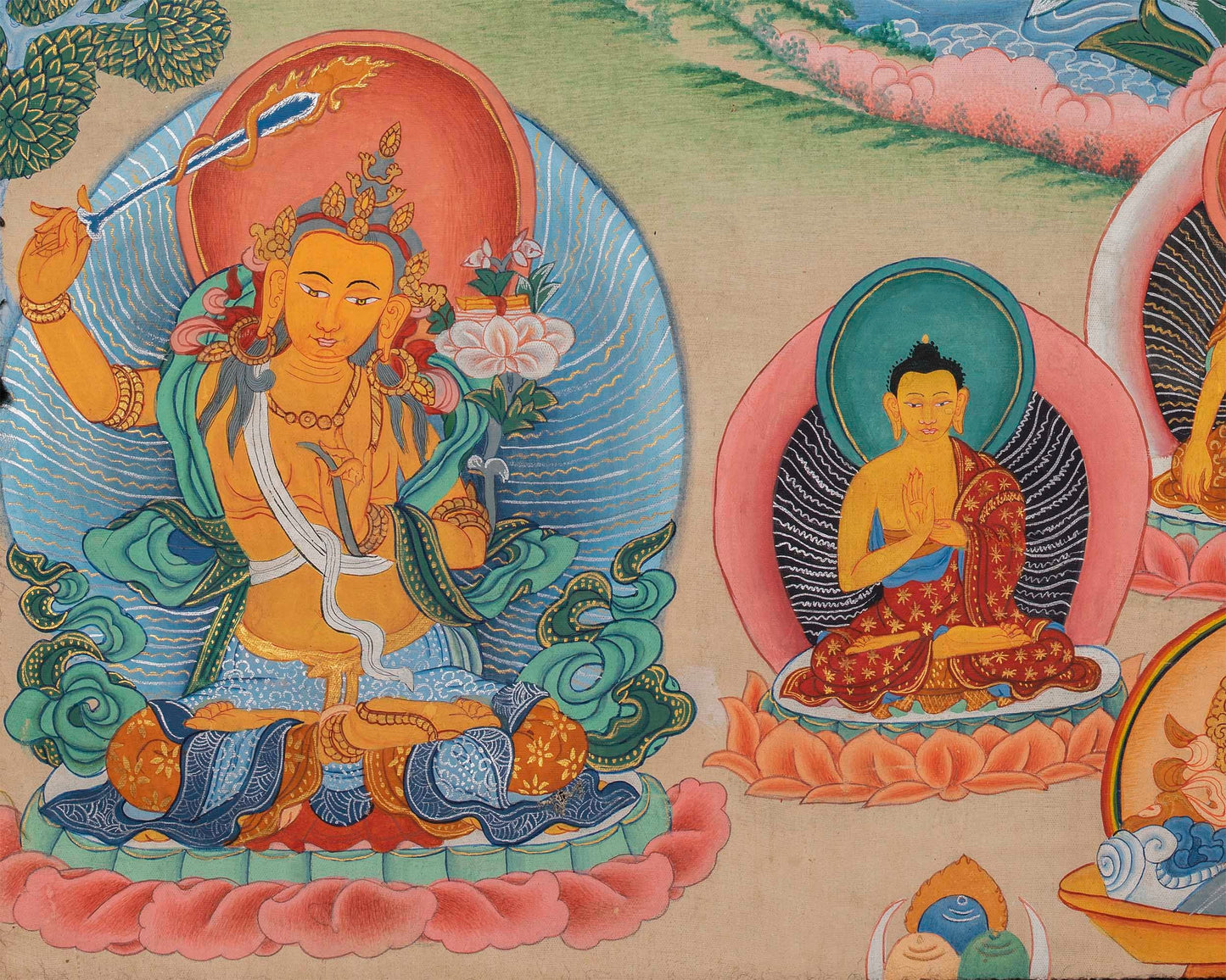 Brocade Chengrezig Thanka |  Buddhist Wall hanging