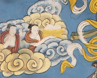 Buddhist Thangka painting | Shakyamuni Buddha with two chief Disciples