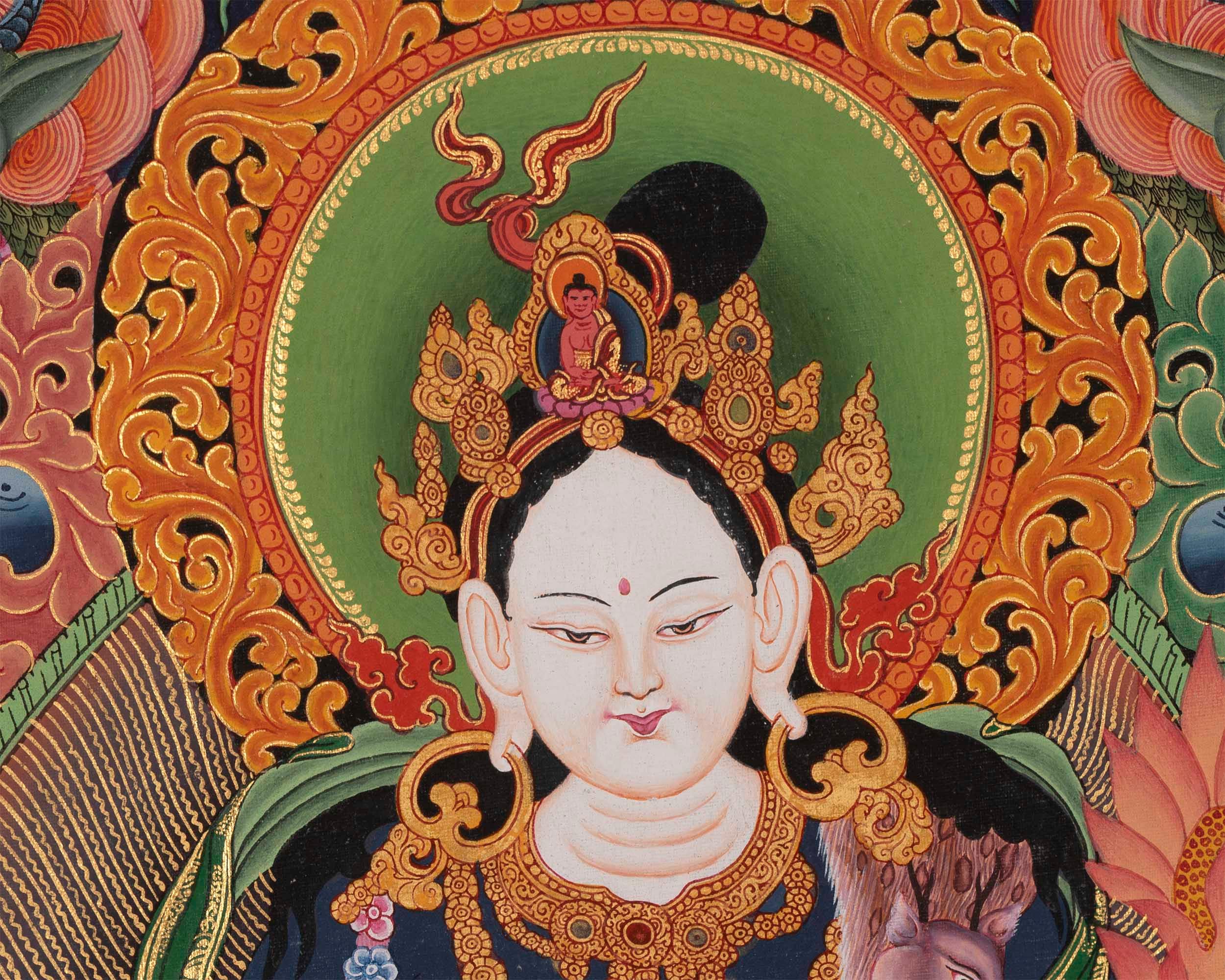 Newari Padmapani Lokeshvara | Rare Genuine Hand Painted Paubha Art