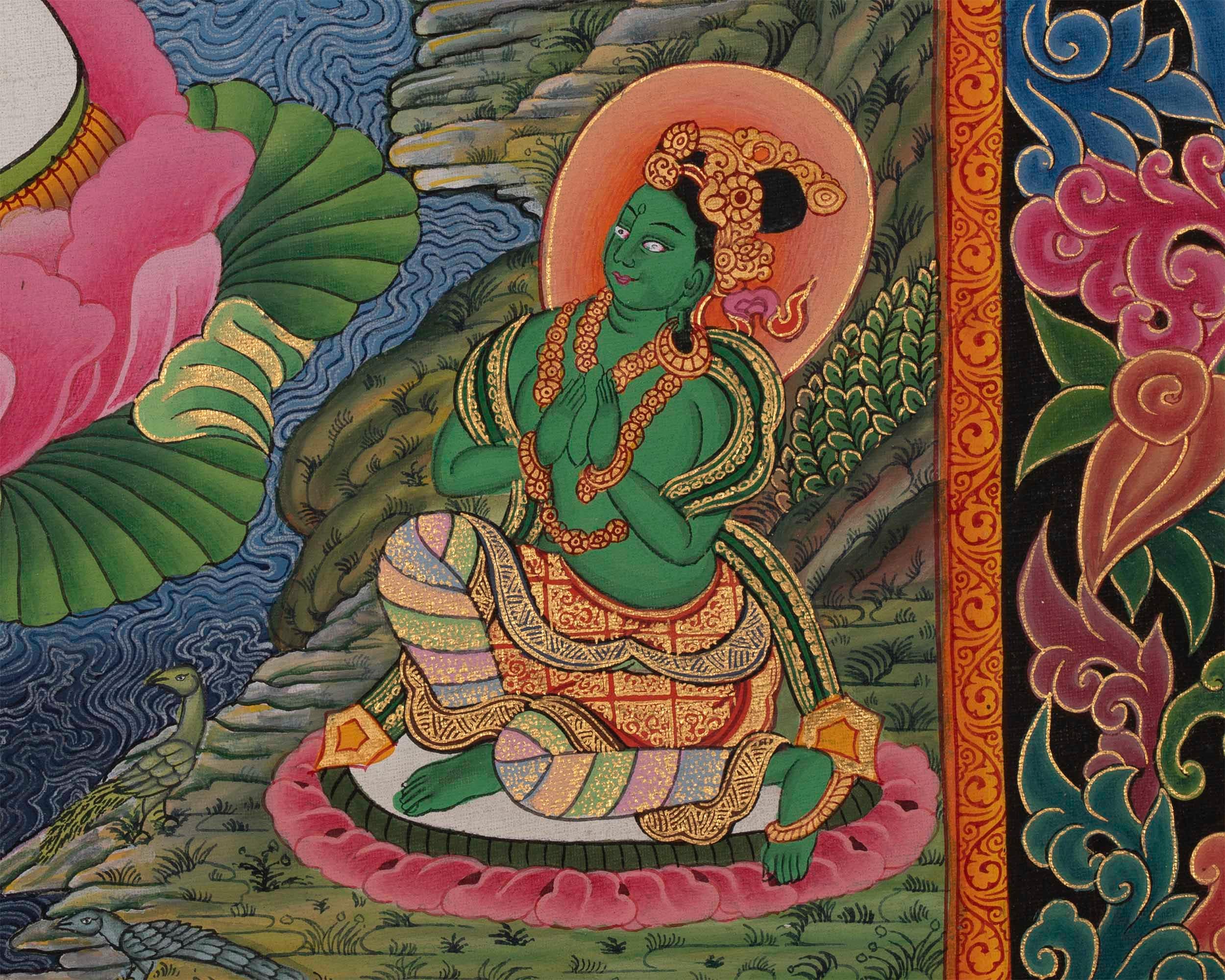 Newari Padmapani Lokeshvara | Rare Genuine Hand Painted Paubha Art