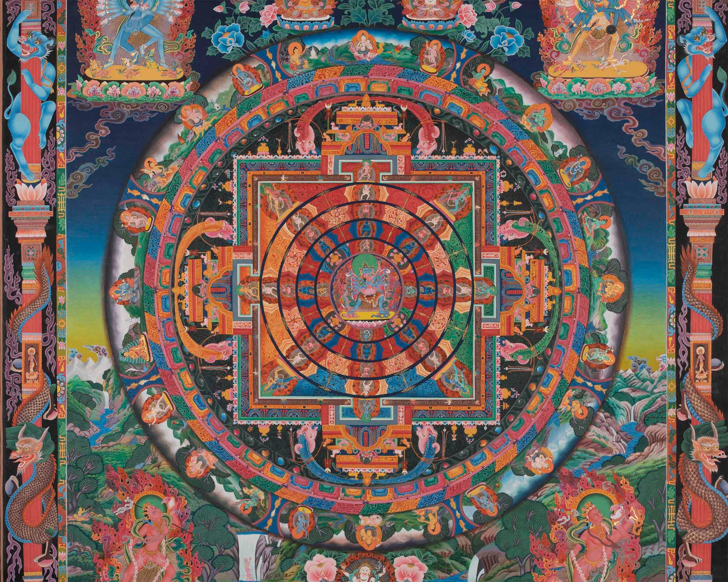 Chakrasamvara Mandala Thangka | Newari Style Painted Art | Wall Hanging Decor