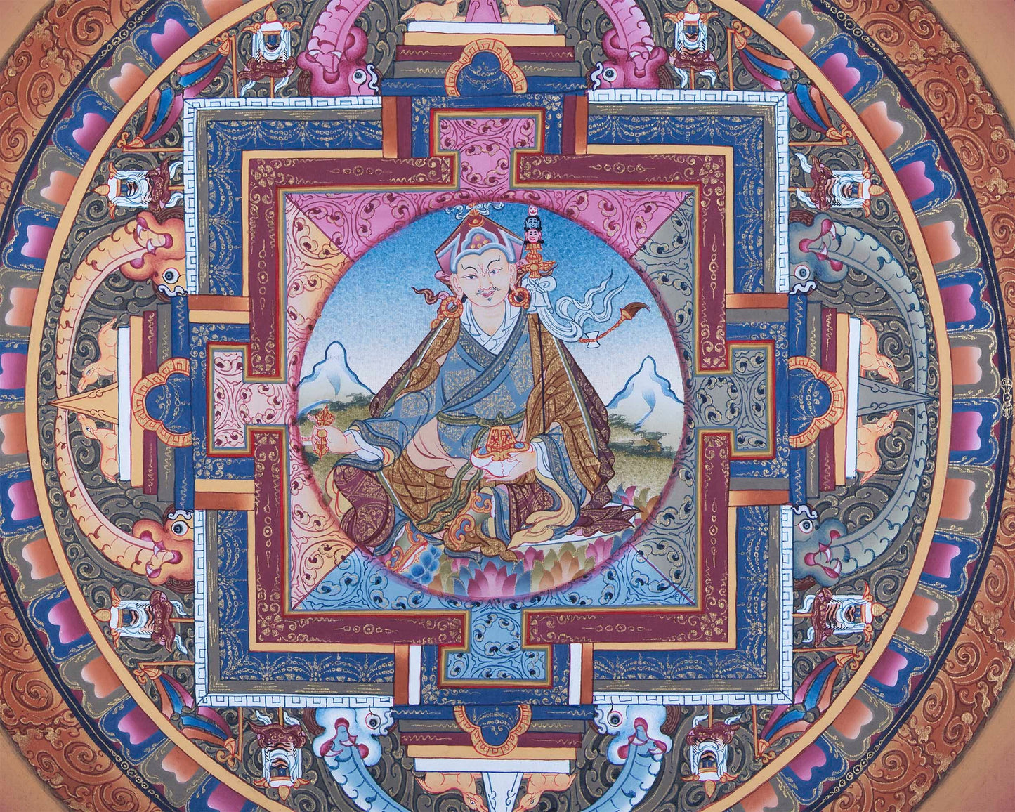 Mandala With Guru Padmasambhava Residing | Images of Guru Rinpoche