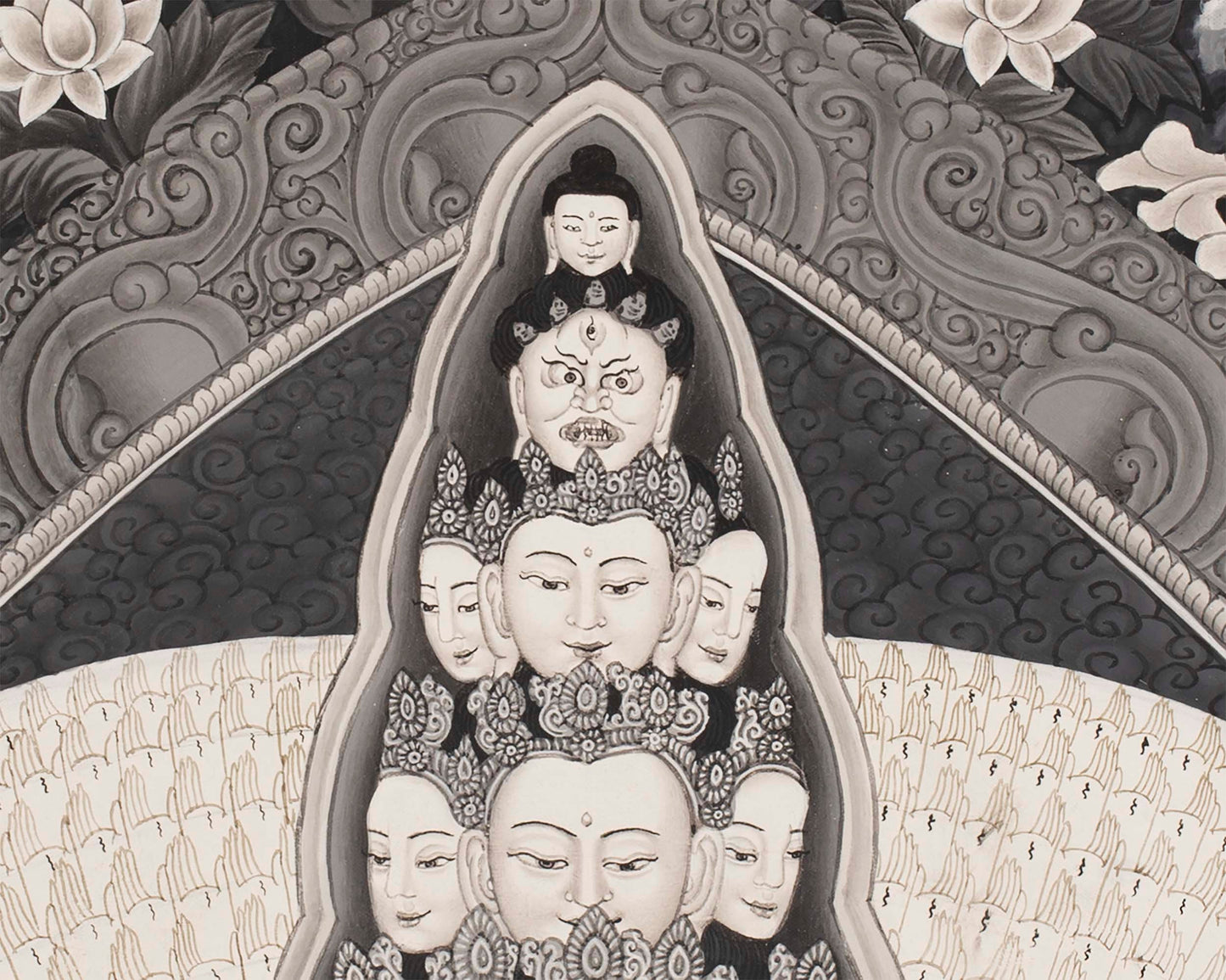 Avalokiteshvara Bodhisattva  | Black White Painting Thangka