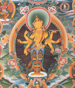 Amoghpasa Thangka | Tibetan Buddhist Handpainted Art | Wall Decor