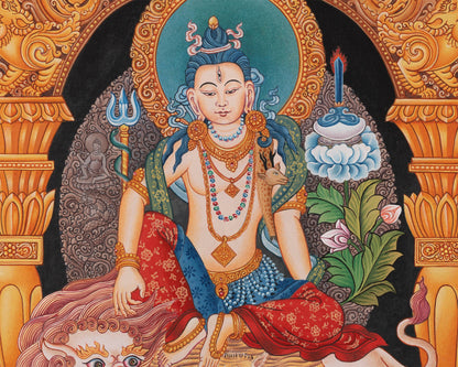 Simhanada Lokeshvara Thangka | Buddhist Handpainted Art | Religious Wall Decors