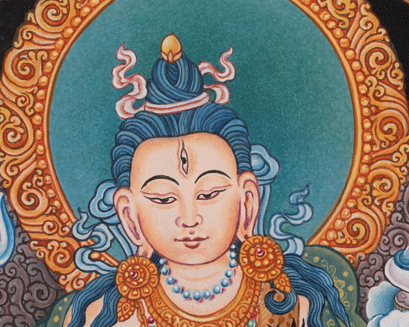 Simhanada Lokeshvara Thangka | Buddhist Handpainted Art | Religious Wall Decors